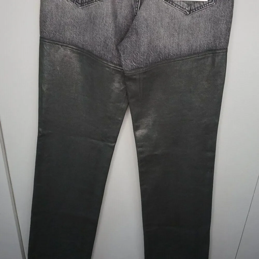 FRAME Women's Jeans Le Jane Jeans Midnight Mix Black Coated Wide Leg size 27 - Picture 11 of 16